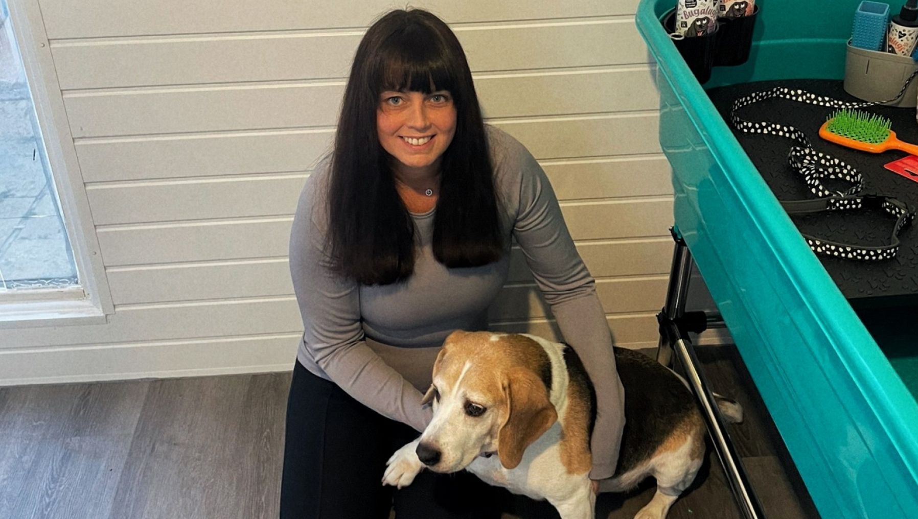 Shelley with a dog